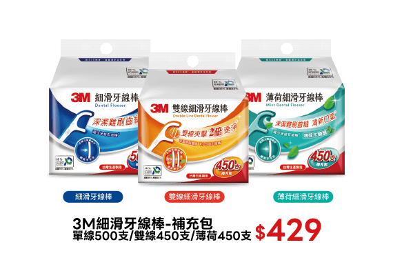 3M細滑牙線棒-補充包 單線500支/雙線450支/薄荷450支