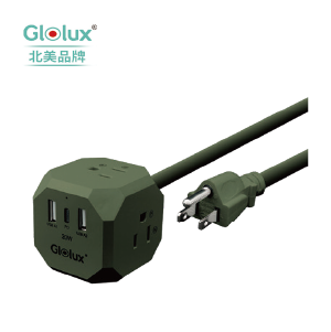 流星錘3插3USB延長線20W(軍綠)