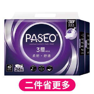 PASEO 3層柔韌舒適抽取式衛生紙PEFC-100抽x24包