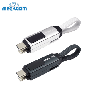 【MEGACOM】2in1Charge數顯磁吸對充線｜100WPD＋Type-C/Lightning(太空灰/極光銀)
