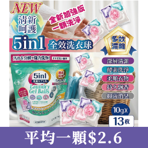 5in1洗衣球10g×13顆(20包免運組)