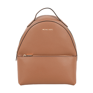 【Michael Kors】Sheila 防刮皮革拉鍊口袋中型後背包(焦糖色)